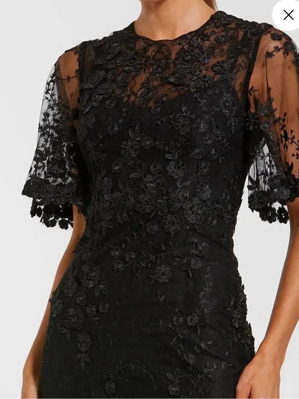 BNWT MAC DUGGAL GOWN #20438 Black Lace Floral